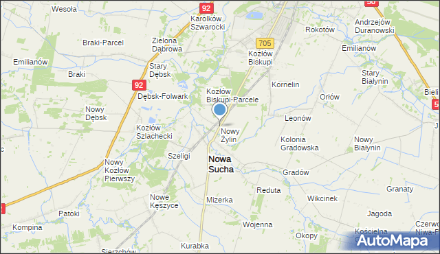 mapa Nowy Żylin, Nowy Żylin na mapie Targeo